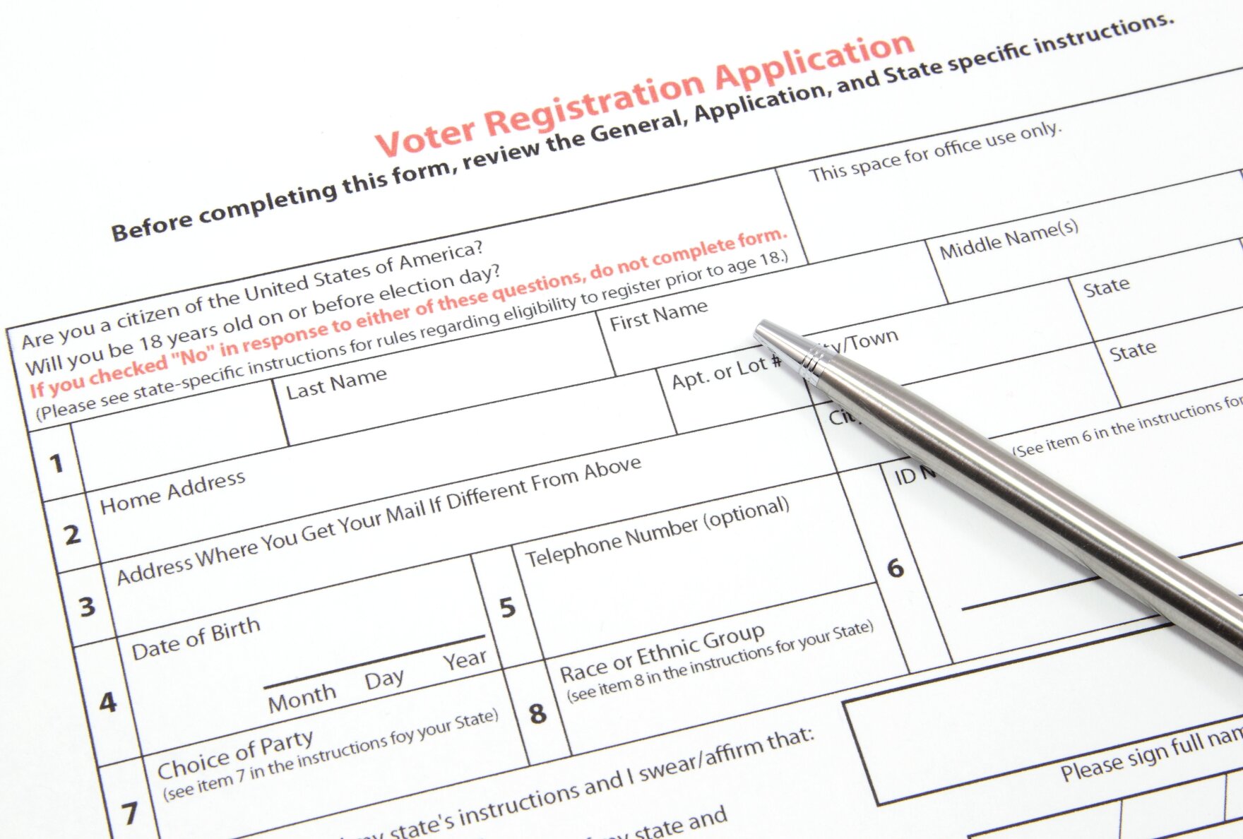 The National Mail Voter Registration Form, the federal voter registration form used under the National Voter Registration Act