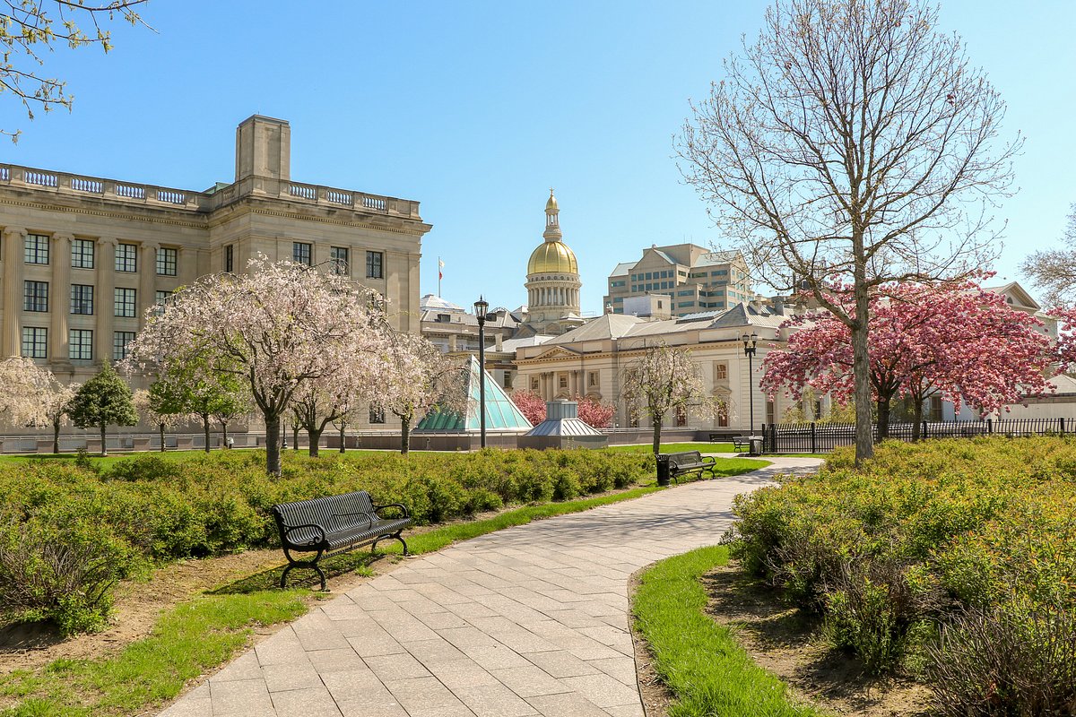 The New Jersey State House in Trenton, with its dome visible.