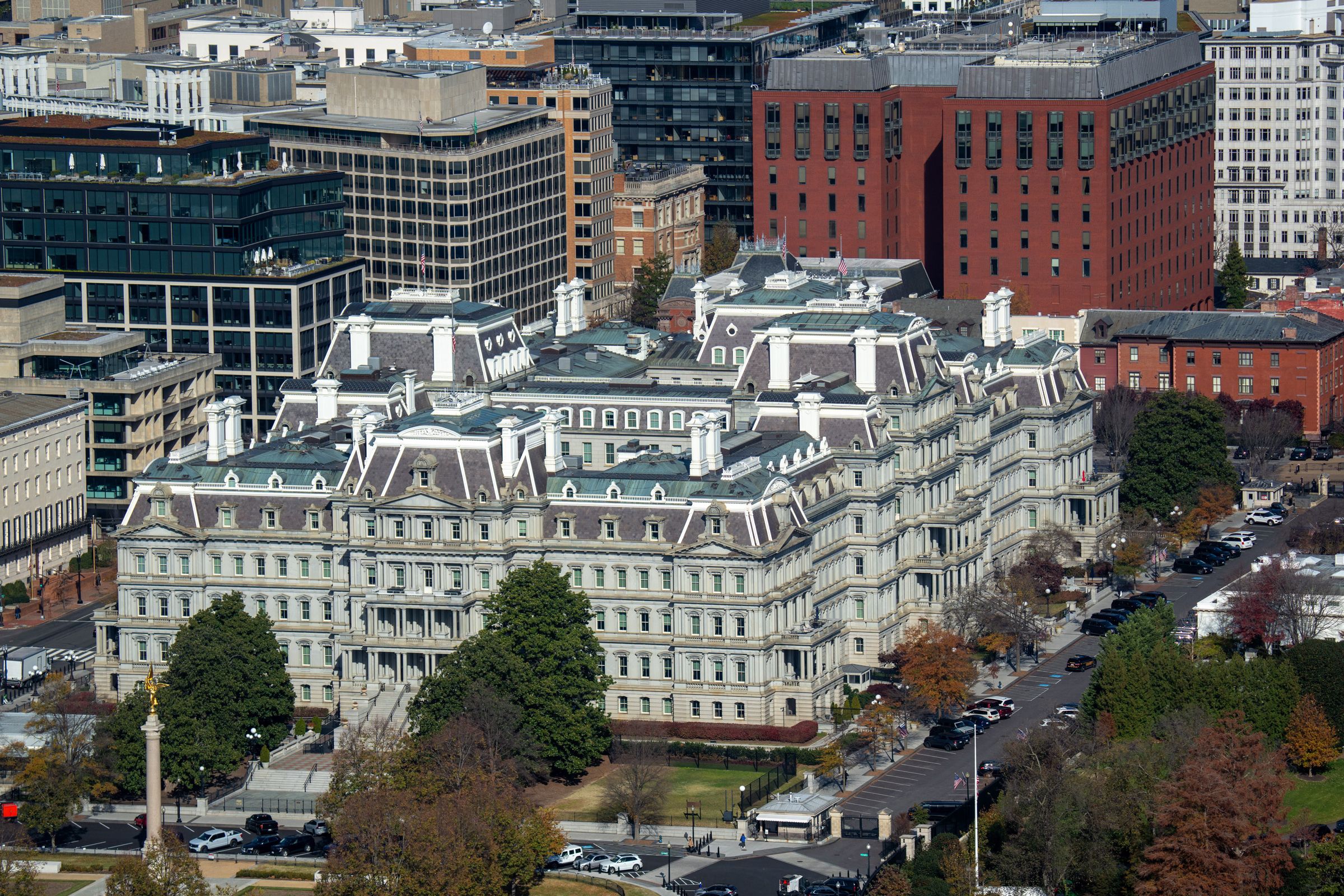 The Office of Management and Budget building in Washington, D.C., photographed from the street
