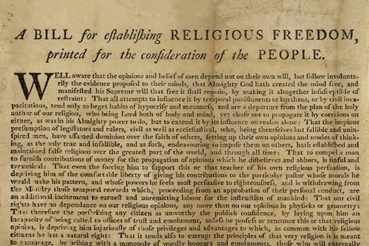The Religious Freedom Restoration Act as shown in an official government or archival document