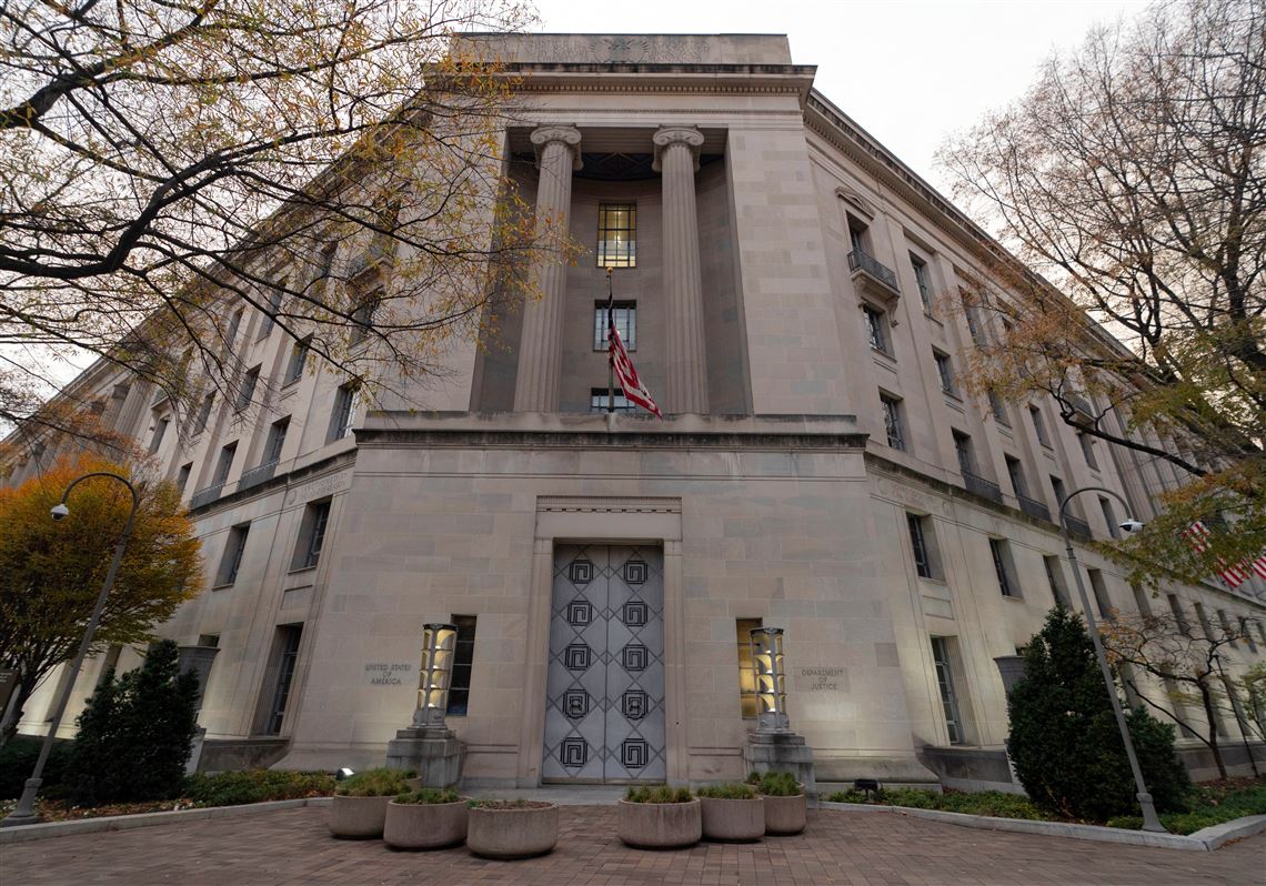 The Robert F. Kennedy Department of Justice Building in Washington, DC, photographed from the street in daylight