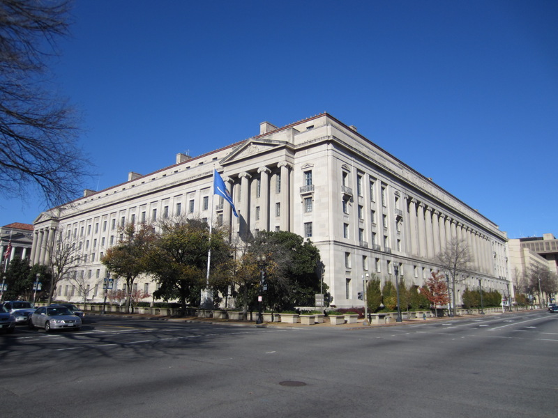 The Robert F. Kennedy Department of Justice Building in Washington, DC, headquarters of the U.S. Department of Justice