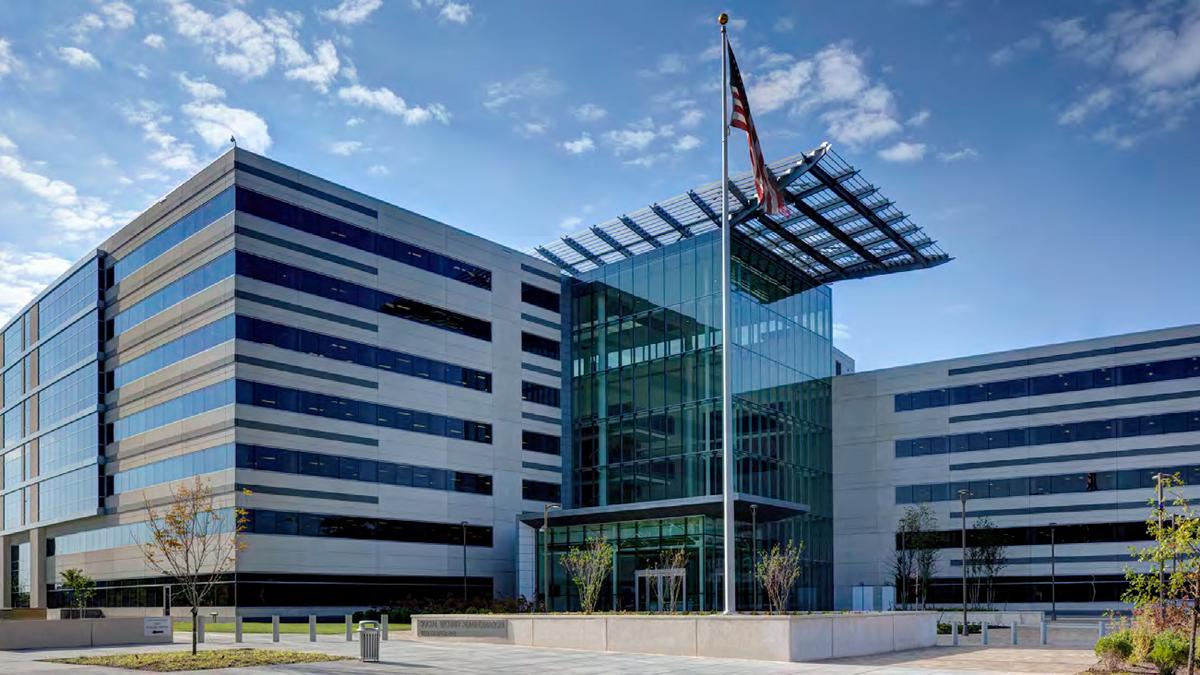 The Social Security Administration headquarters building in Baltimore, Maryland, photographed from outside in daylight