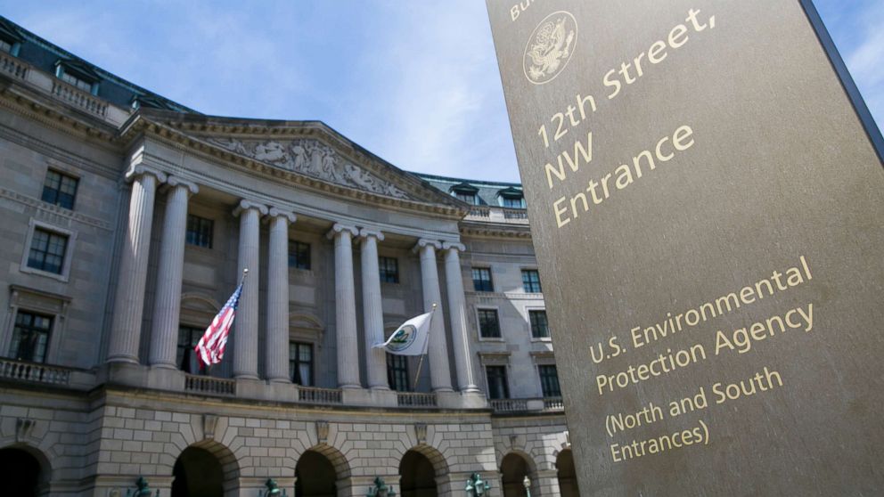 The U.S. Environmental Protection Agency headquarters building in Washington, D.C., with EPA signage visible