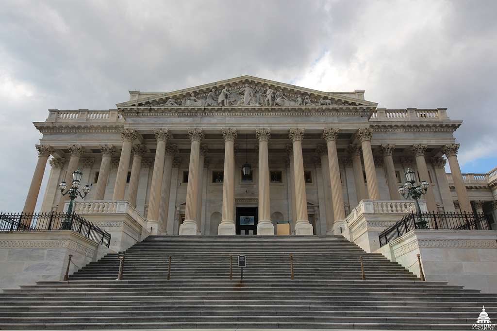 The U.S. House chamber during a session, with members on the floor