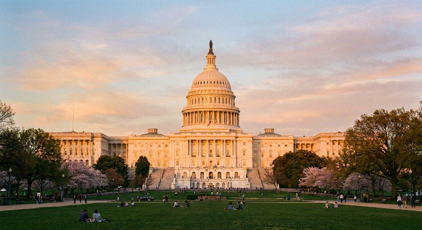 The United States Capitol building in Washington, D.C., photographed from the lawn in soft afternoon light