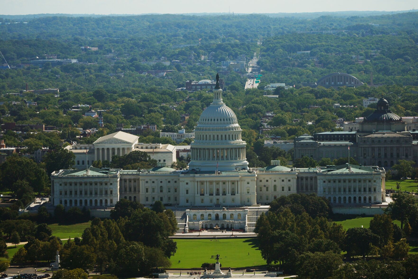 The United States Capitol building in Washington, DC, photographed from the west front in daylight, as lawmakers debate war powers and military action