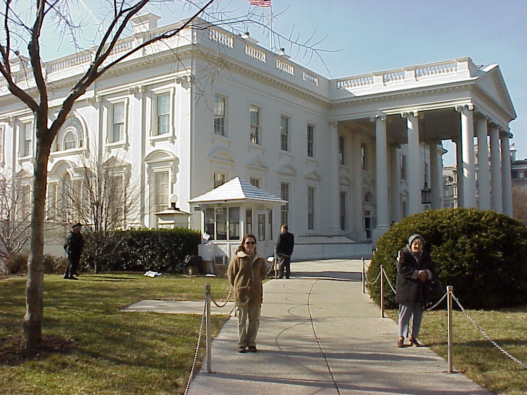 The White House photographed from outside the North Lawn security perimeter