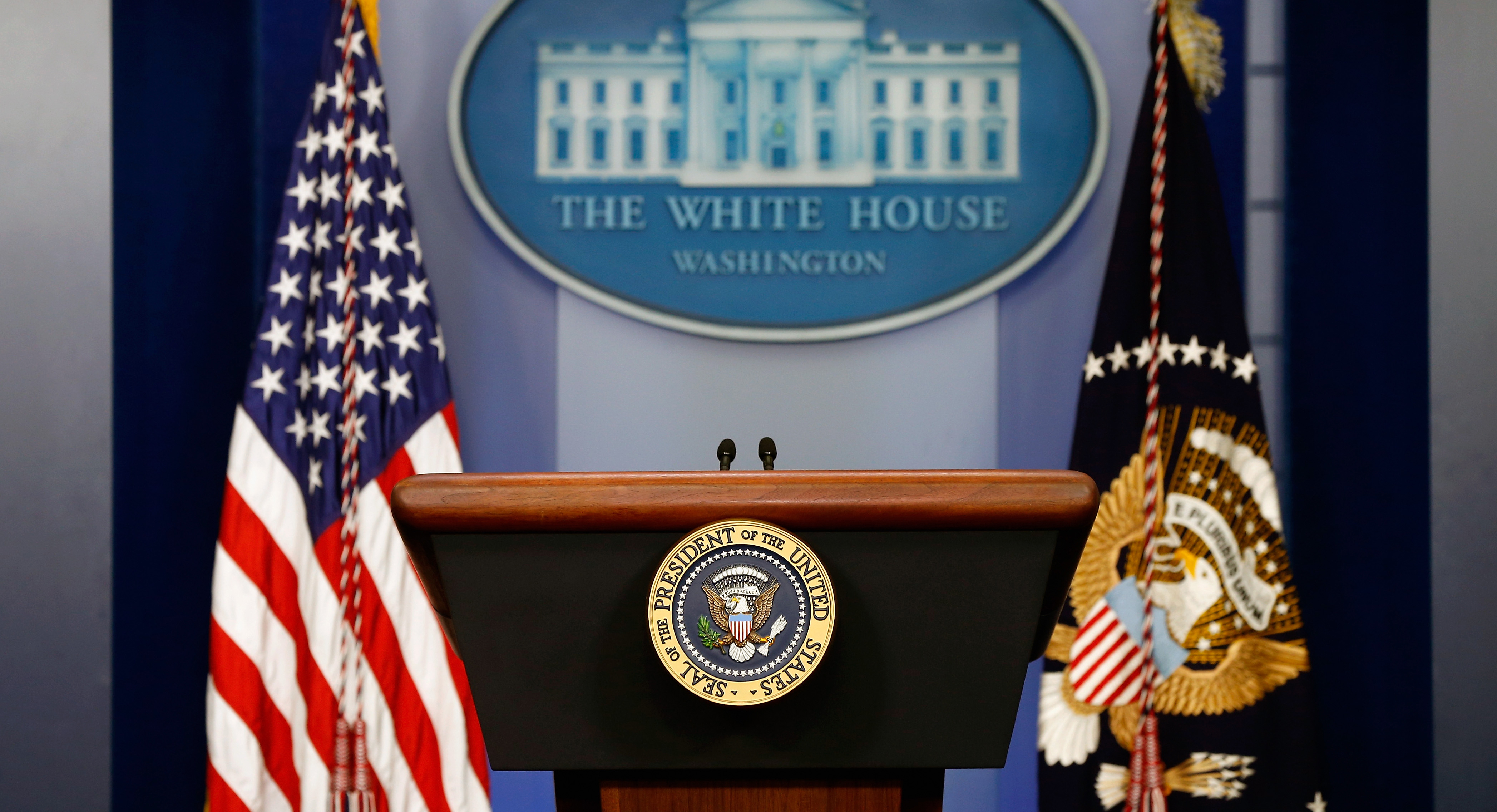 The White House press briefing room in the West Wing