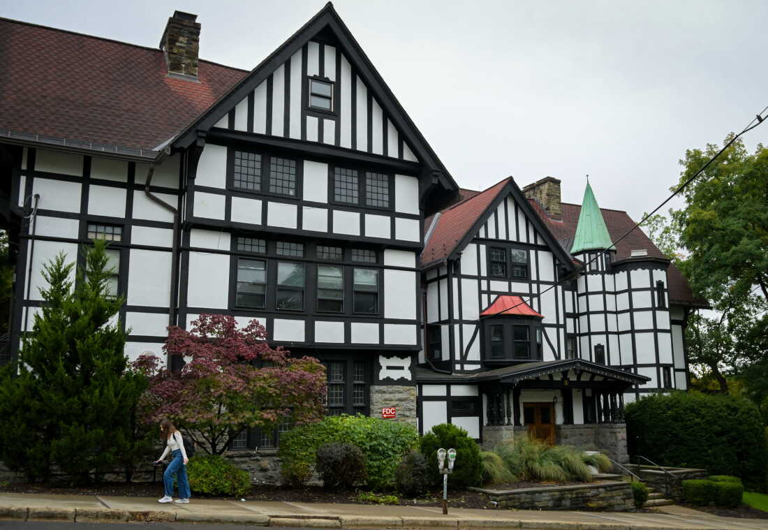 The exterior of Cornell’s Chi Phi fraternity house in Ithaca, New York, photographed from the street