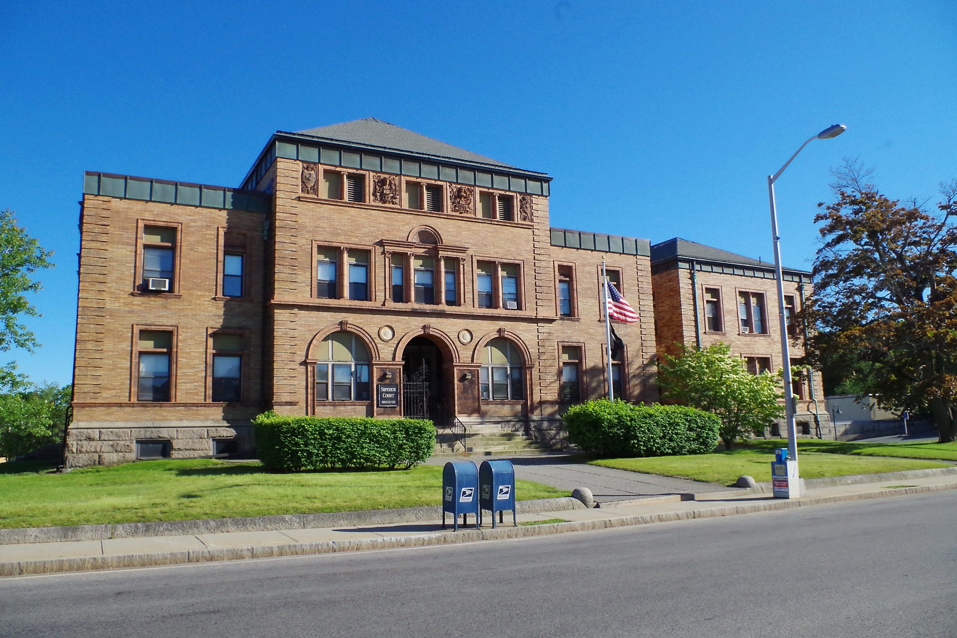 The exterior of Plymouth County Superior Court in Plymouth, Massachusetts