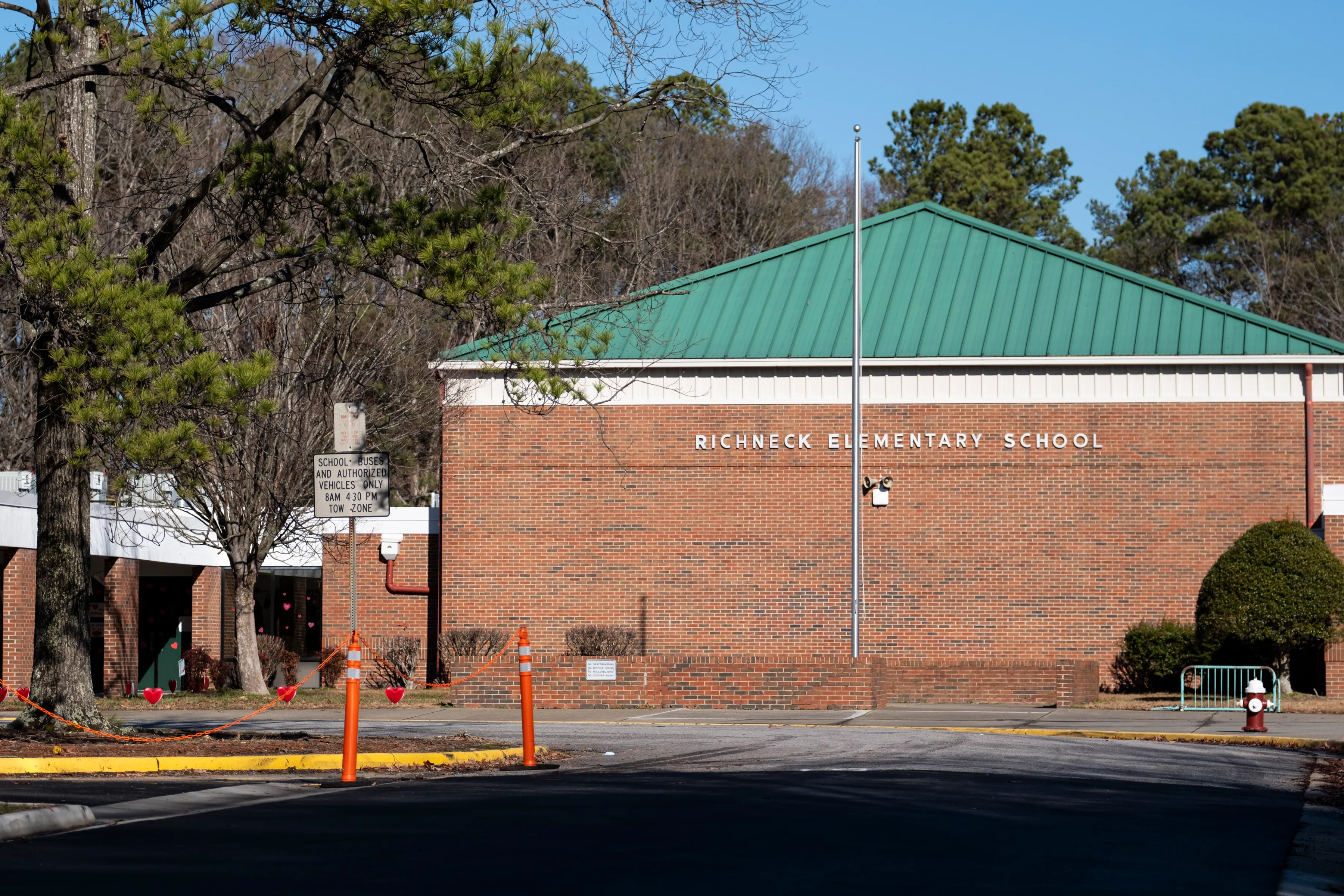 The exterior of Richneck Elementary School in Newport News, Virginia