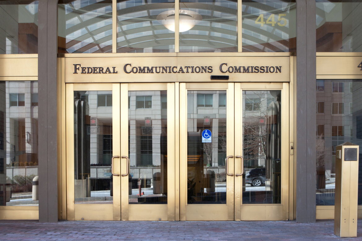 The exterior of the Federal Communications Commission headquarters building in Washington, D.C.