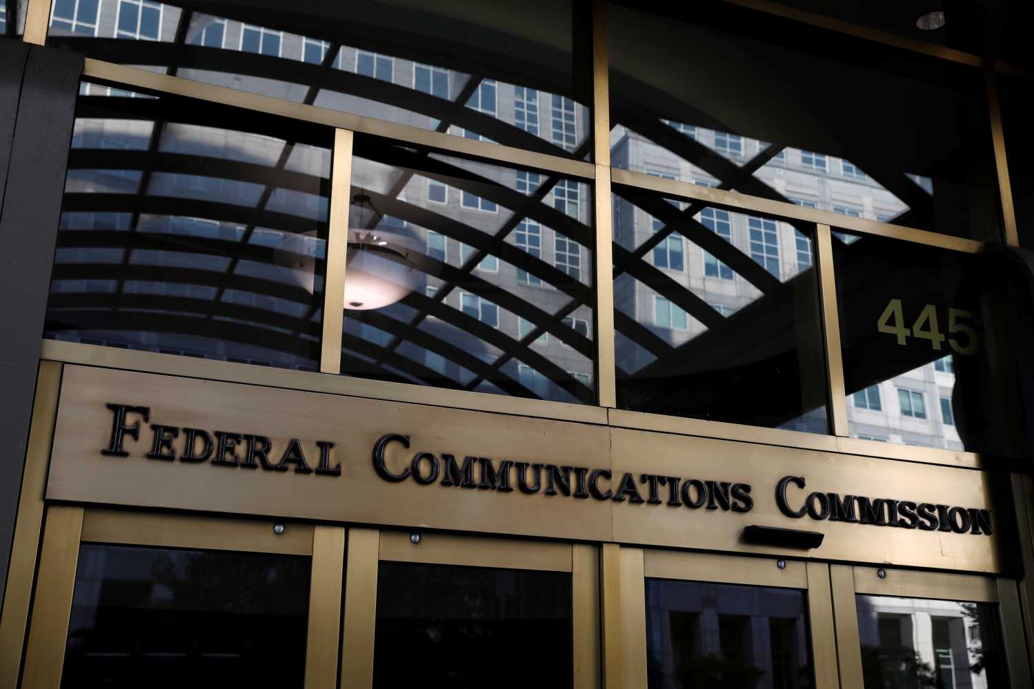The exterior of the Federal Communications Commission headquarters in Washington, DC.