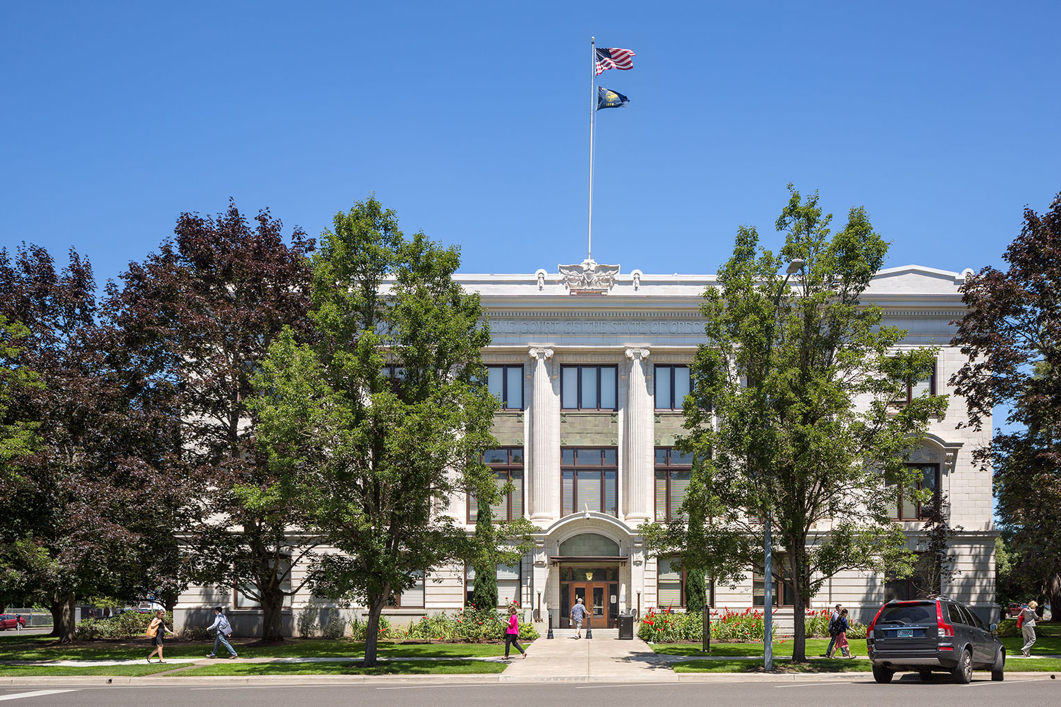 The exterior of the Pennsylvania Supreme Court building in Harrisburg, viewed from street level.