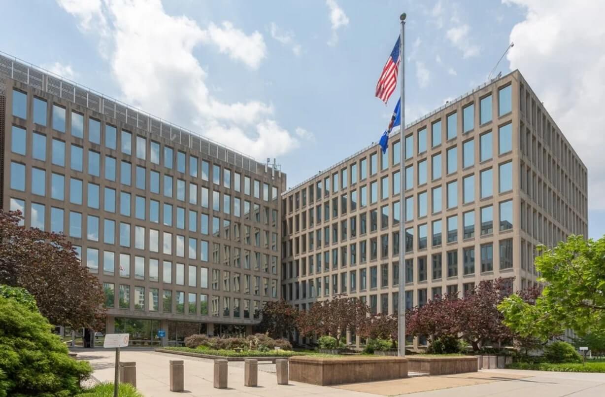 The exterior of the U.S. Office of Personnel Management headquarters building in Washington, D.C.