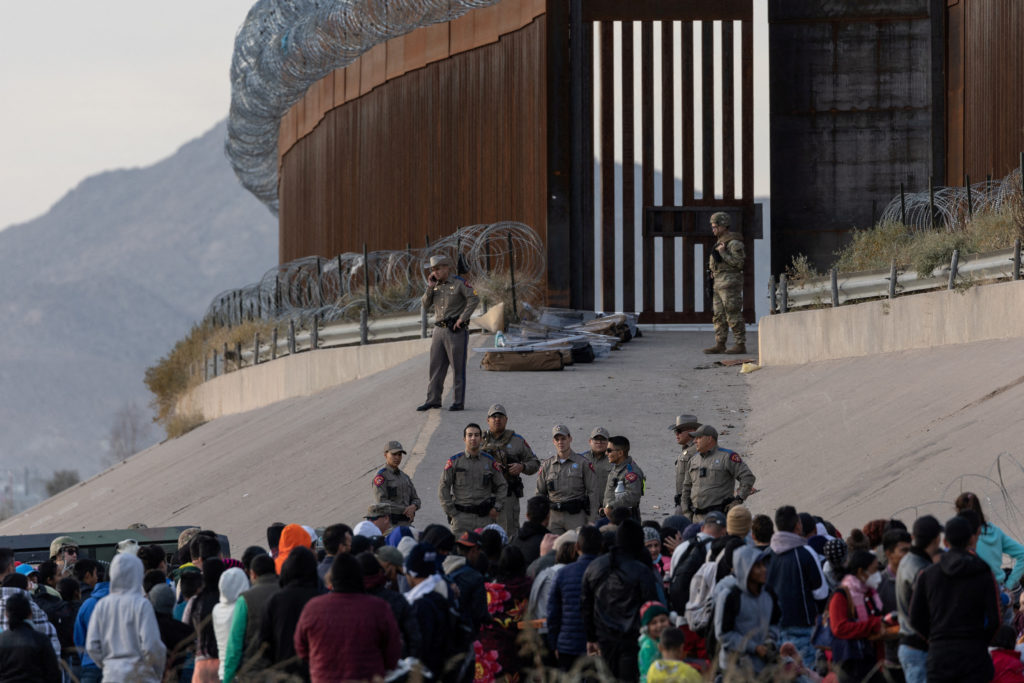 U.S. Customs and Border Protection officers on duty at the San Ysidro port of entry near the U.S.-Mexico border
