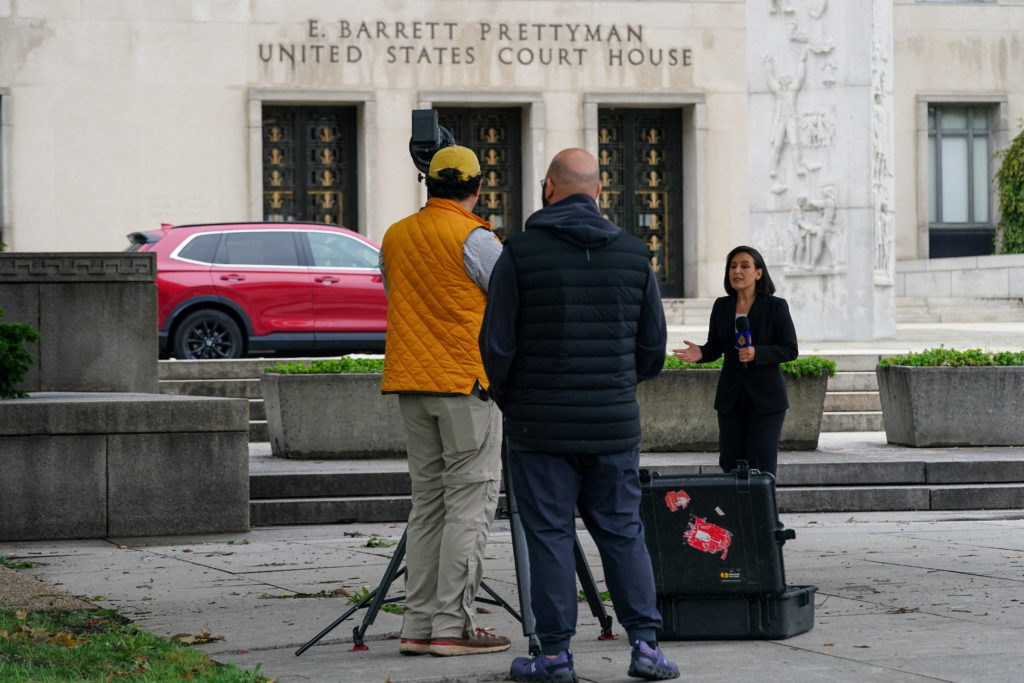 U.S. District Judge Timothy Kelly outside the federal courthouse in Washington, D.C., in a formal public setting