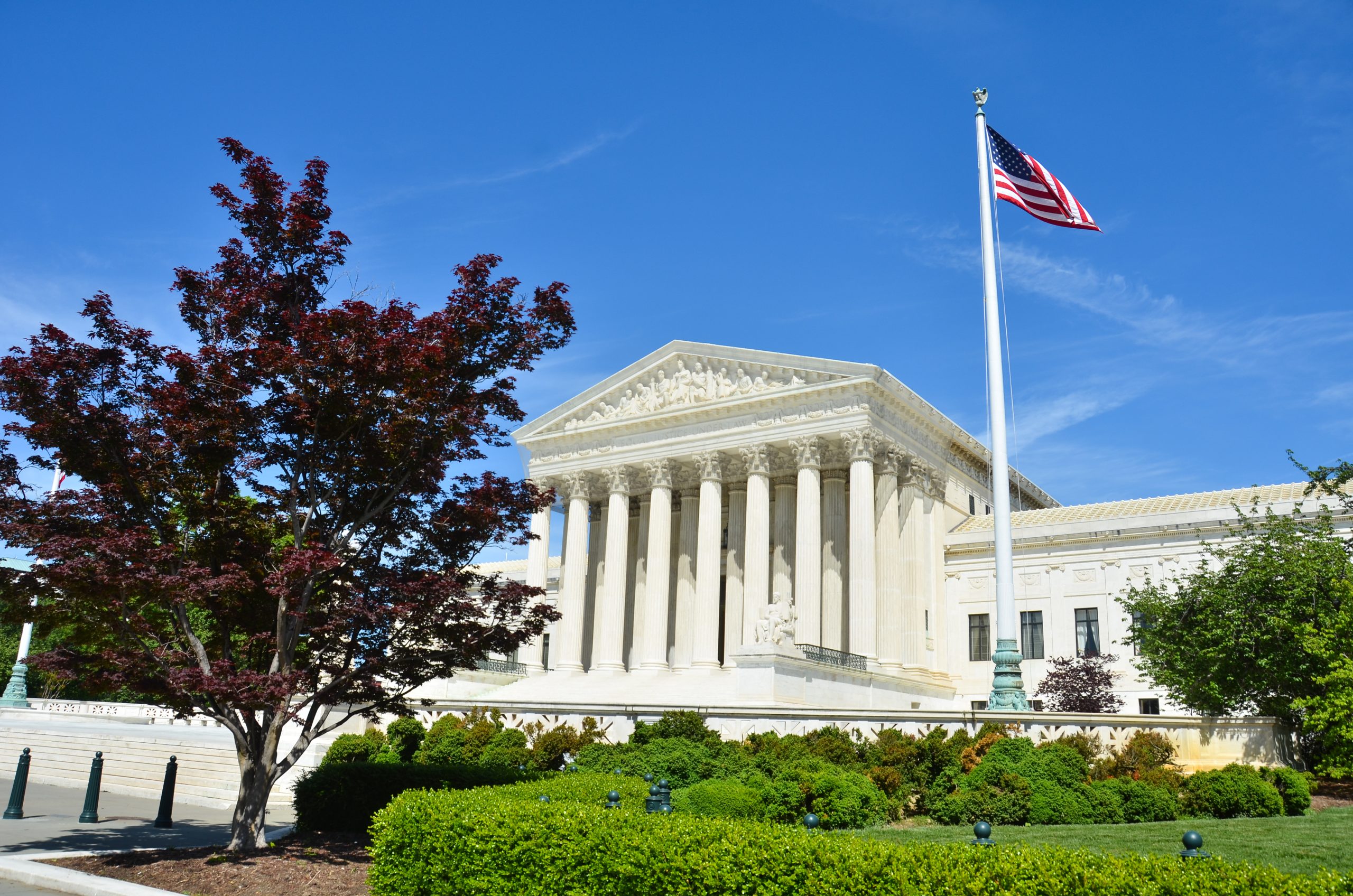 Zhonette Brown standing outdoors near the U.S. Supreme Court building in Washington, D.C., in a candid news photography style