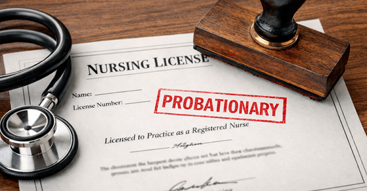 A close-up of a nursing license and a stethoscope