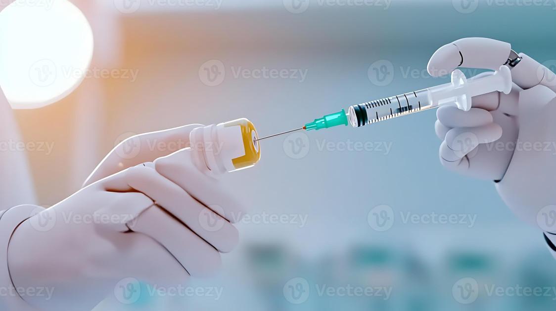 A medical professional preparing a syringe in a clinical setting