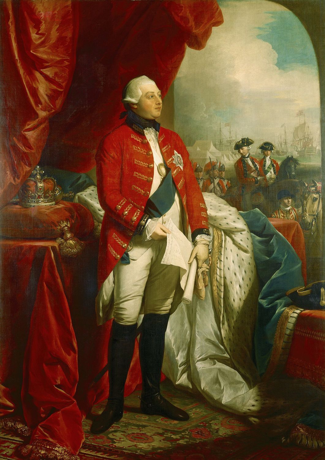 A portrait of King George III, a reminder of the origins of American rejection of royal privilege