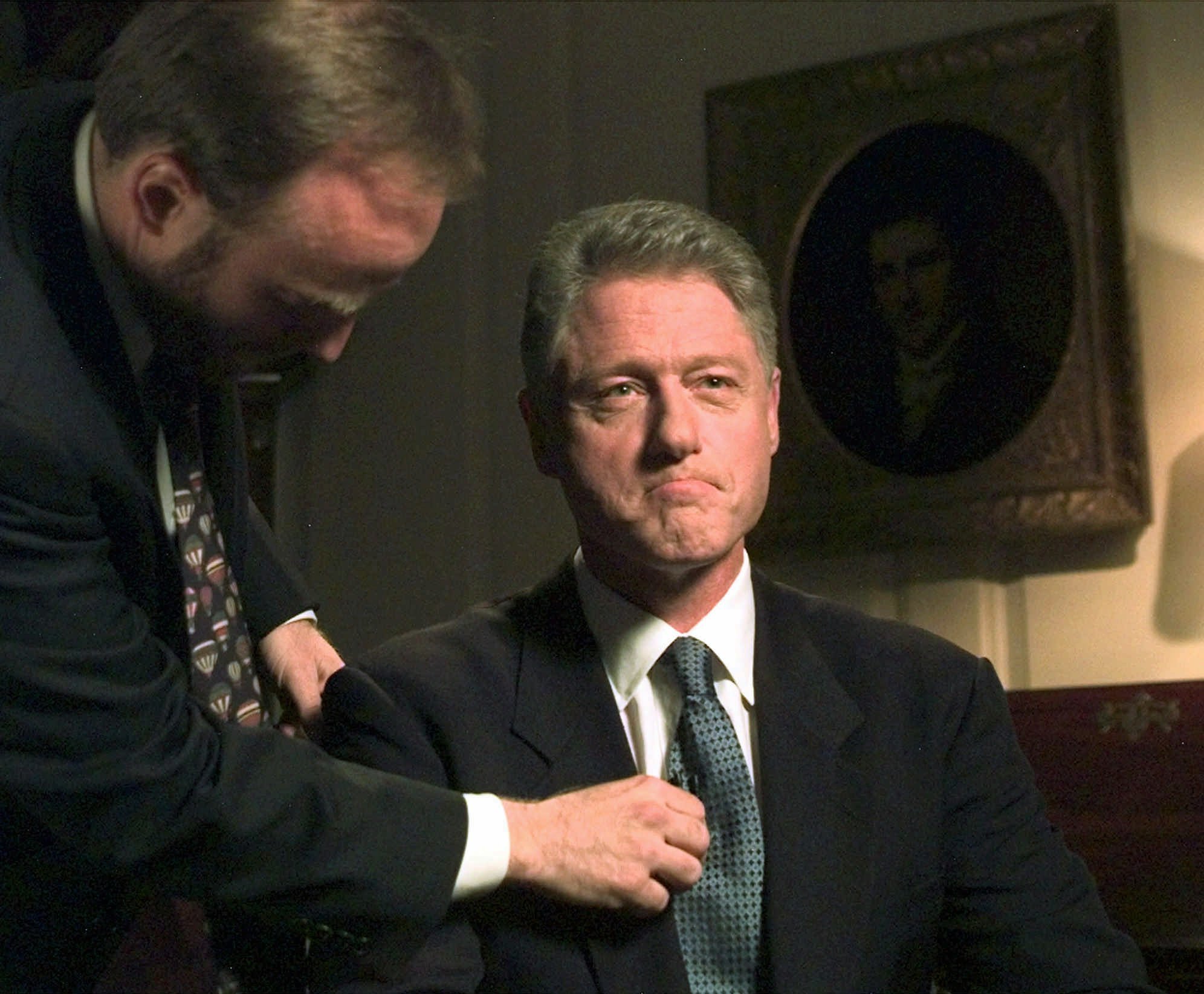 A vintage photo of Bill Clinton during the 1998 Grand Jury testimony