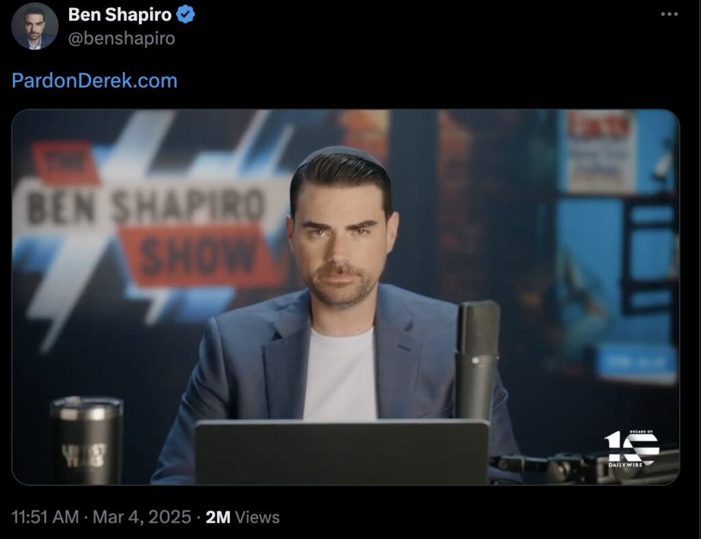 ben shapiro pardon derek