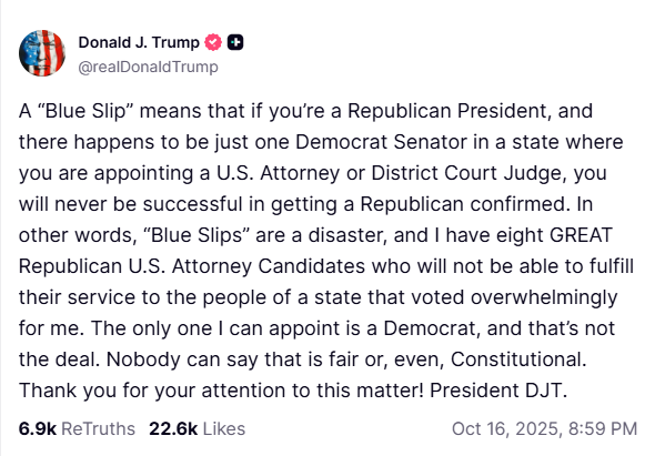 blueslip truthsocial screenshot