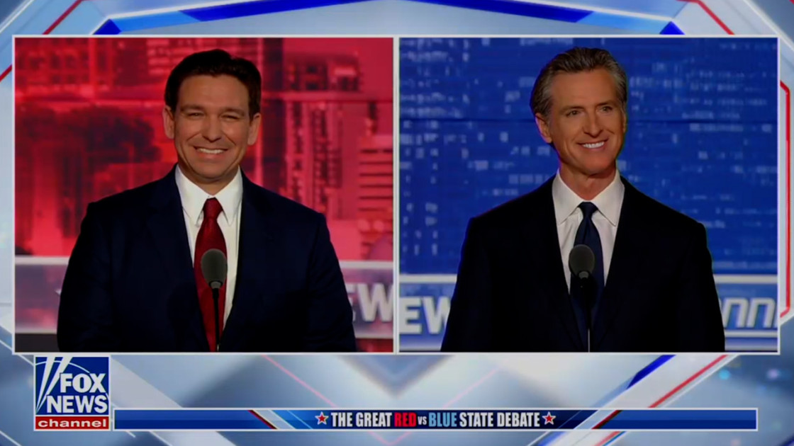 California Governor Gavin Newsom debating