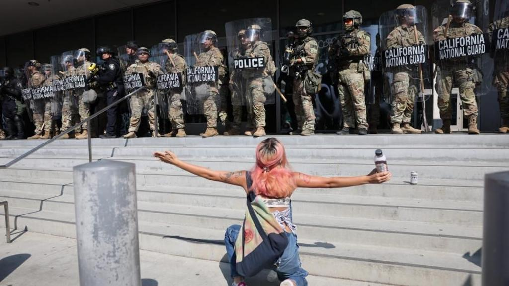 california national guard police deployed in los angeles anti-ice protests
