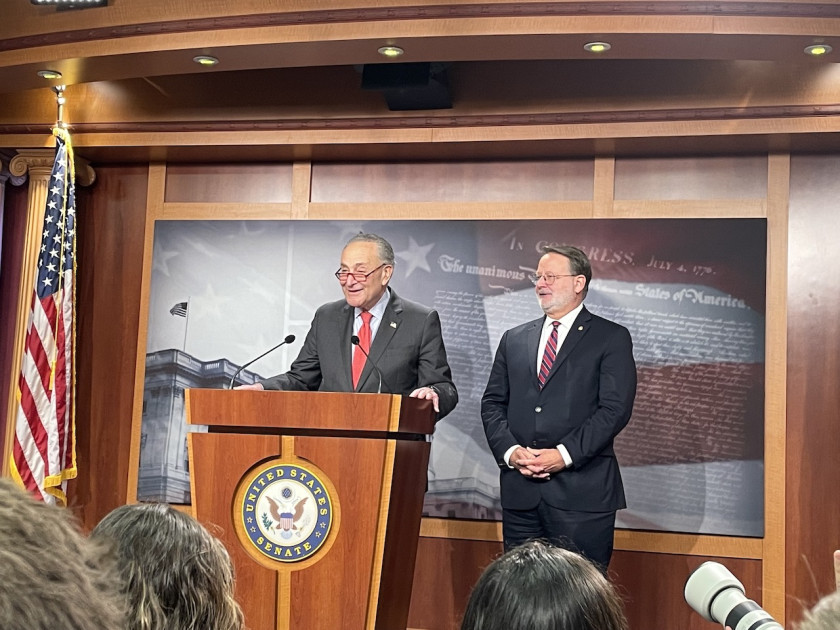Chuck Schumer press conference podium