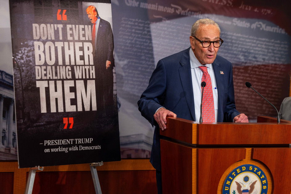 Chuck Schumer speaking at Capitol press conference