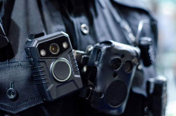 close up of a police officer's body camera