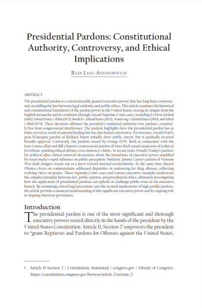 Constitution Article II pardon power presidential clemency authority