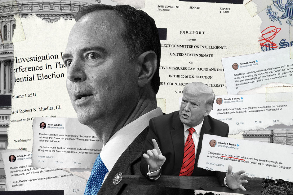 Democratic Sen. Adam Schiff and President Donald Trump collage