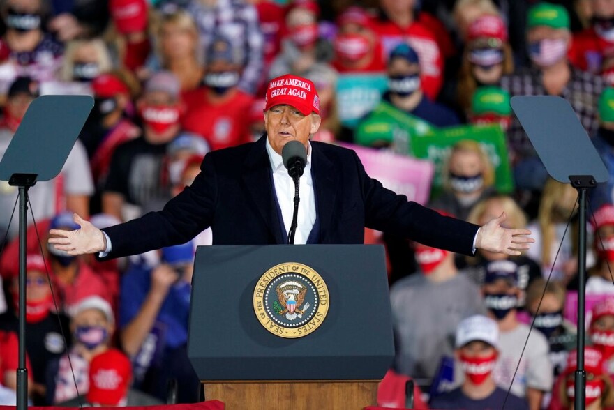 Donald Trump speaking at a rally