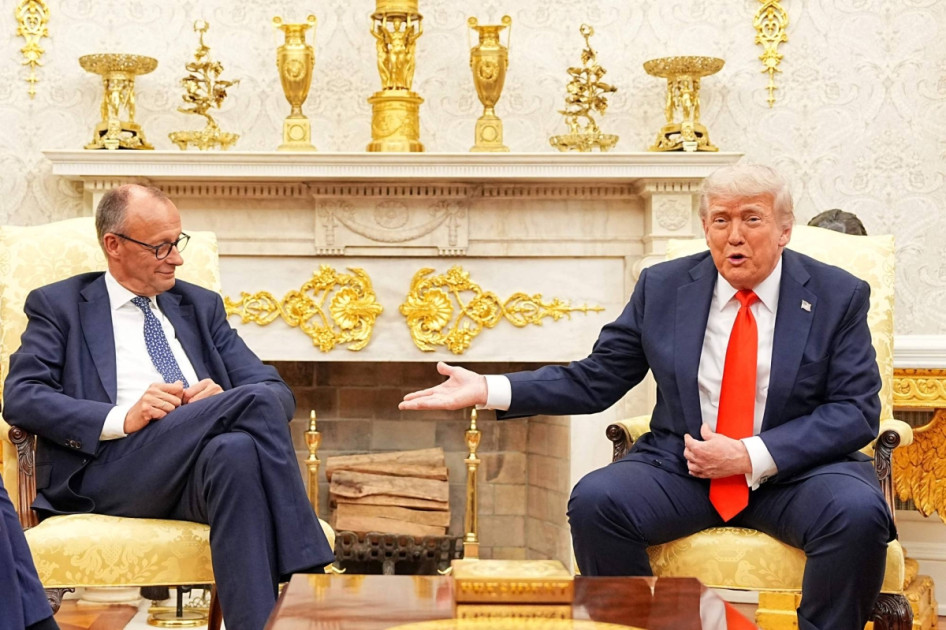 donald turmp and friedrich merz talking