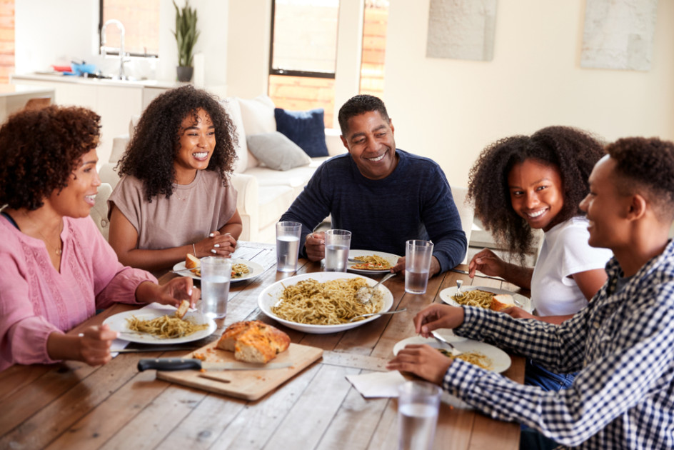 family at dinner table