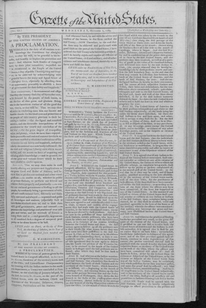 George Washington Thanksgiving proclamation 1789 document