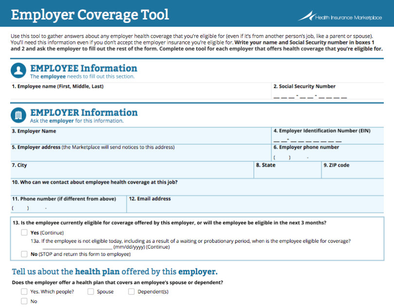 health insurance marketplace application form