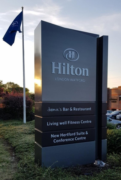 Hilton hotel sign