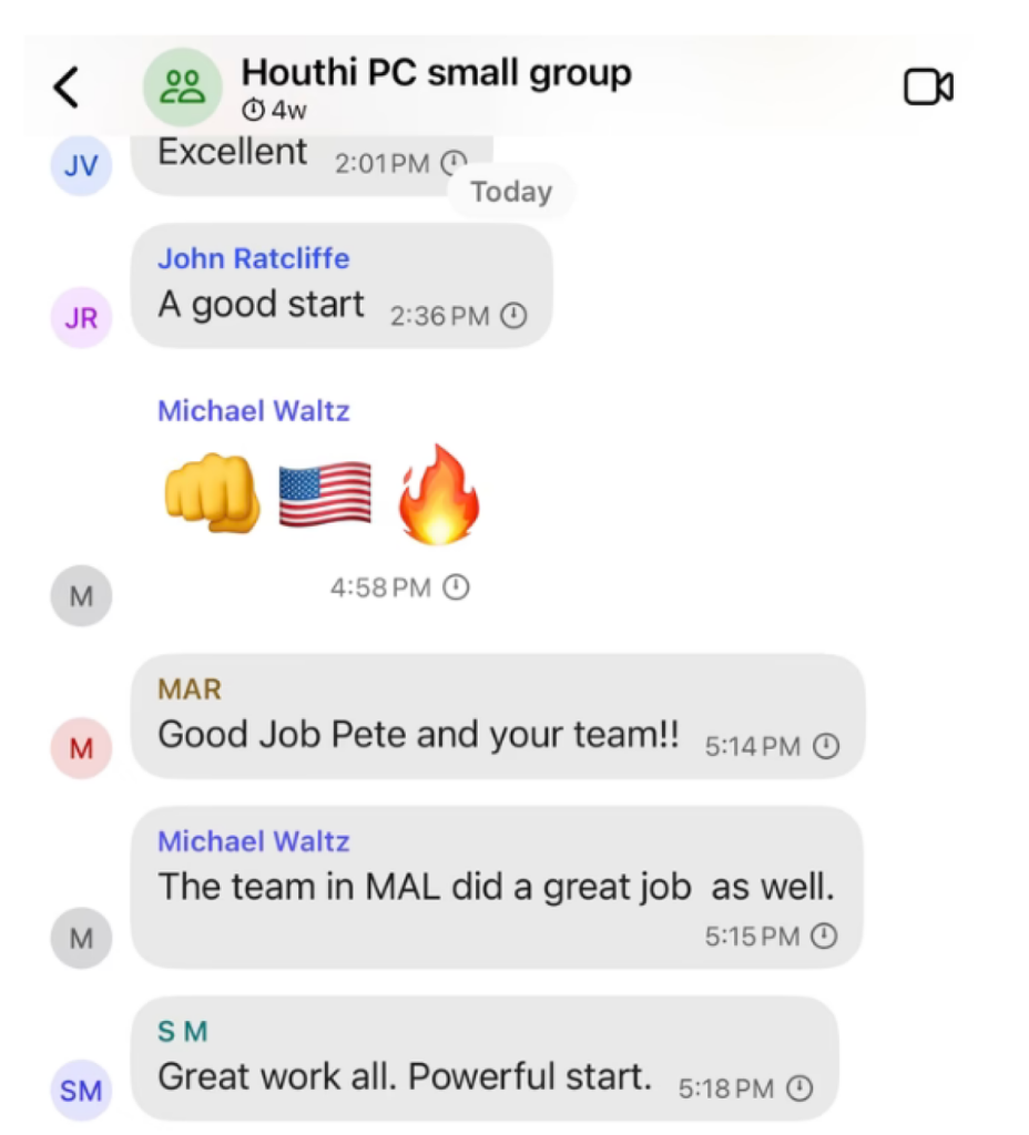 leaked signal messages on military chat