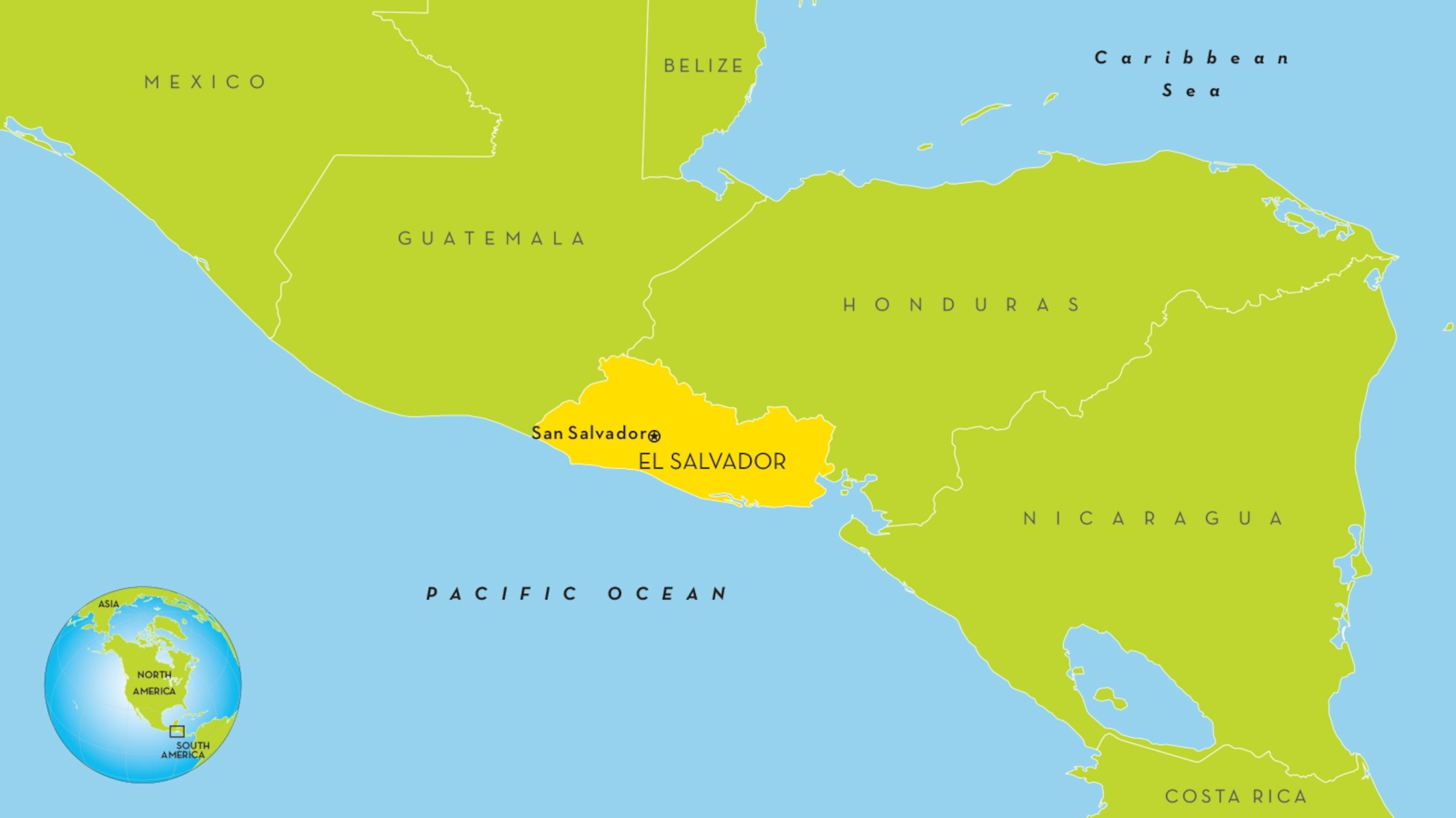 Map of El Salvador and Central America