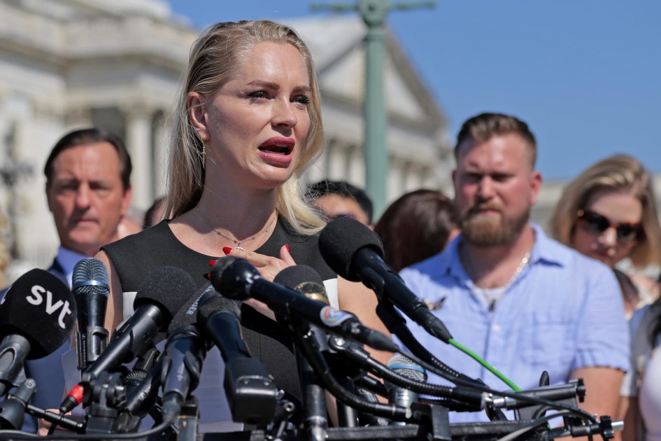 marjorie taylor greene at capitol hill prss conference with epstein victims