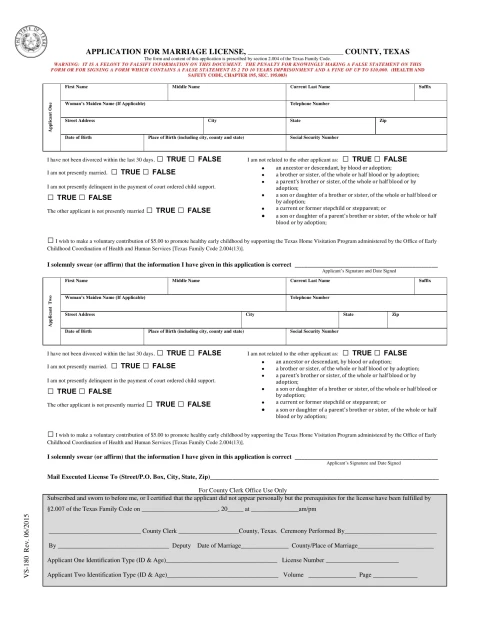 marriage license application form