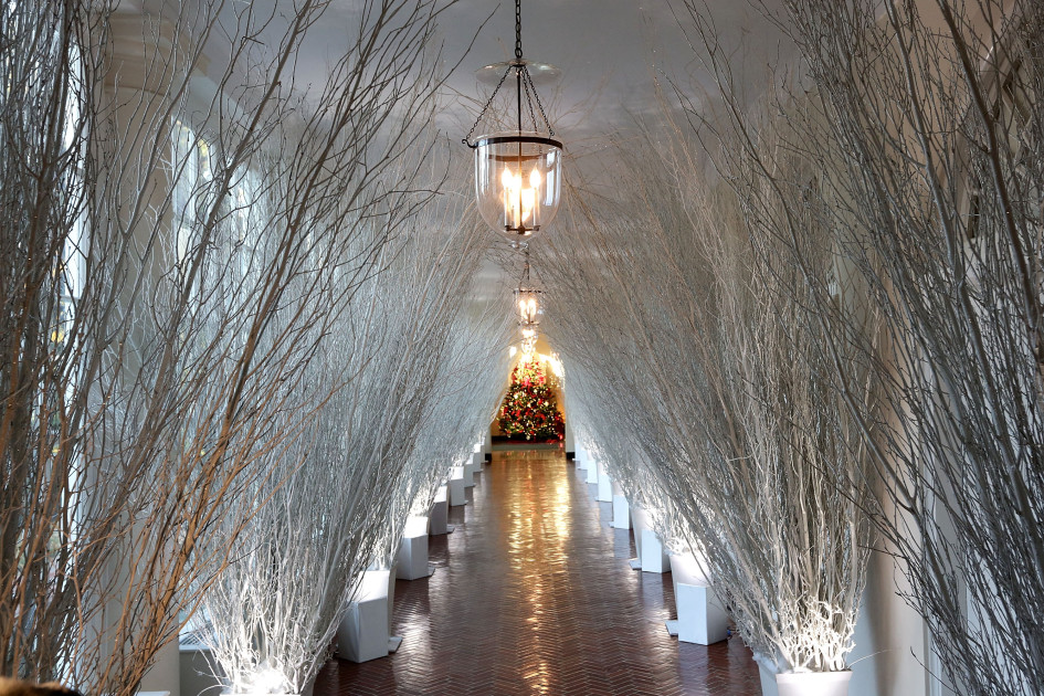 Melania Trump white branch Christmas decorations 2017