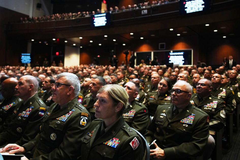 military generals seated in auditorium Quantico
