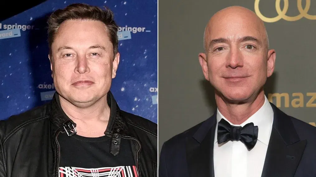 musk and bezos portraits