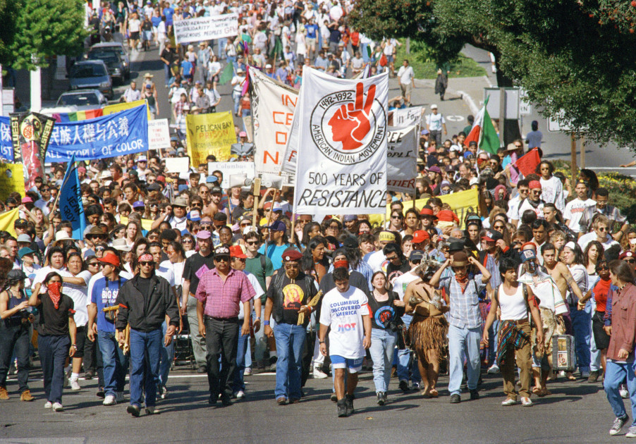 Native American protest Columbus Day